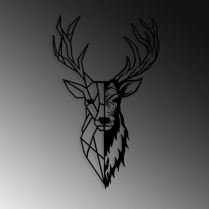 Wallity Red Deer 2 Escultura de pared de metal negra
